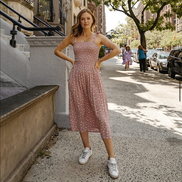 Amazon Drop Pink Floral Summer MIDI Size M - Picture 1 of 7